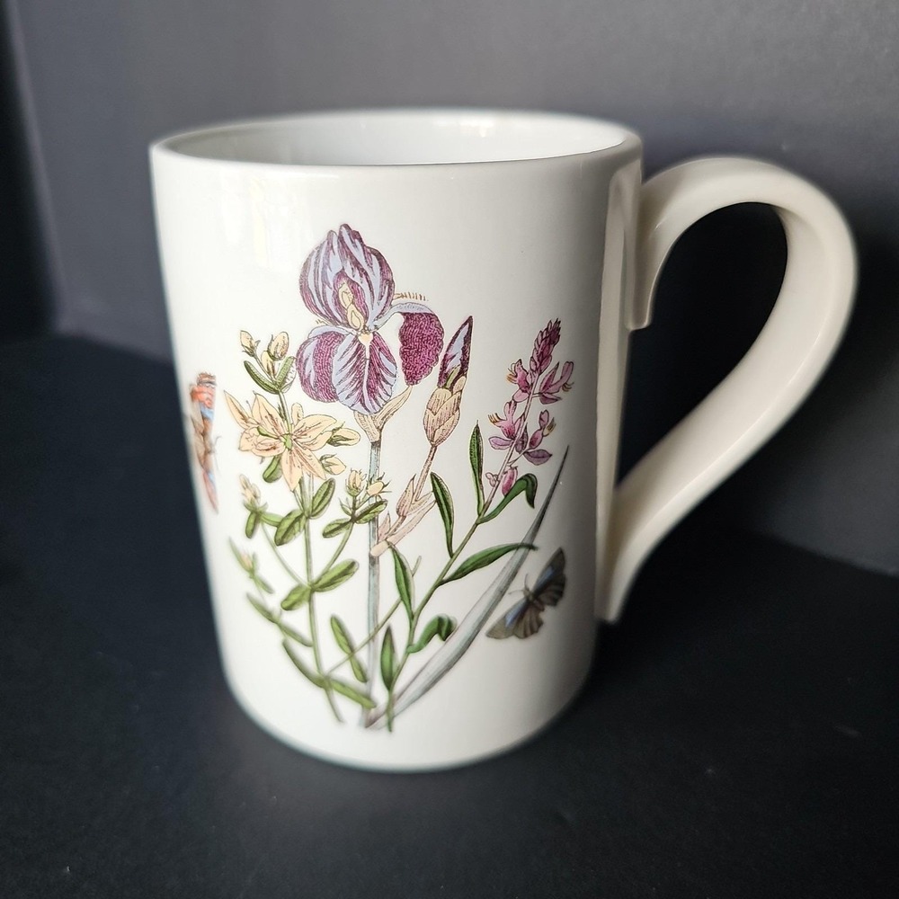 Vintage Portmeirion Botanic Garden Purple Iris Flowers Ceramic Mug - 1972 - R4